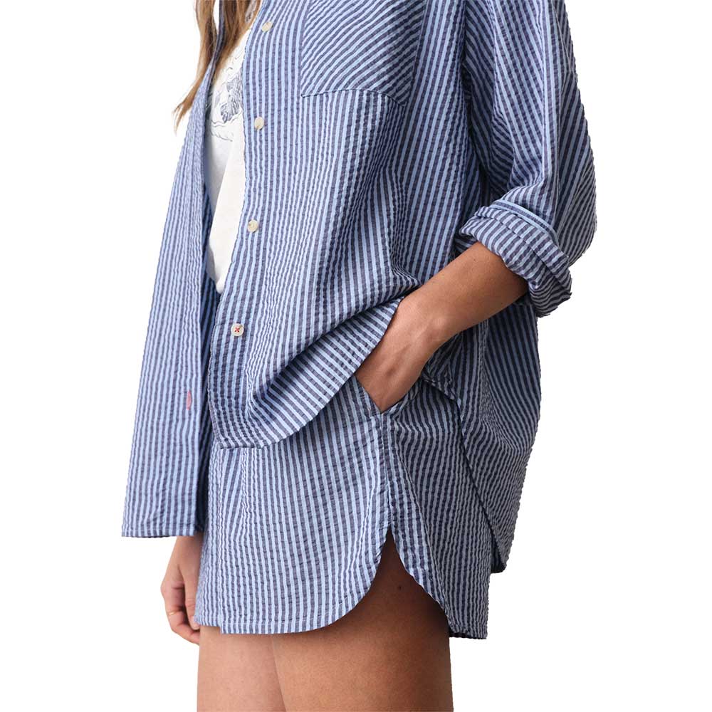 Women's Isla Seersucker Short - Bay Blue Stripe