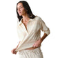 Women's Luxe Sueded Polo Tee - Cream Stripe