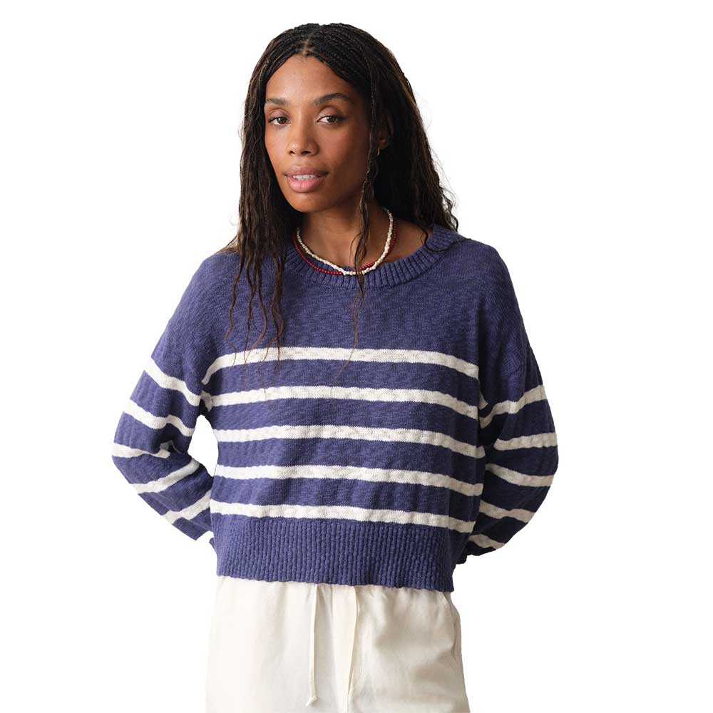 Women's Seabreeze Crewneck Sweater - Navy/White Stripe