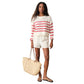 Women's Seabreeze Crewneck Sweater - White/Red Stripe
