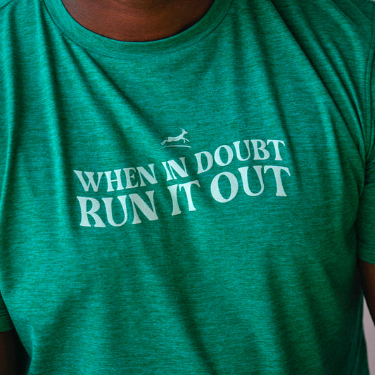 Men's Run It Out Performance Tech Short Sleeve - Blarney/White Foldover Woven Square Patch w/ Black Gazelle