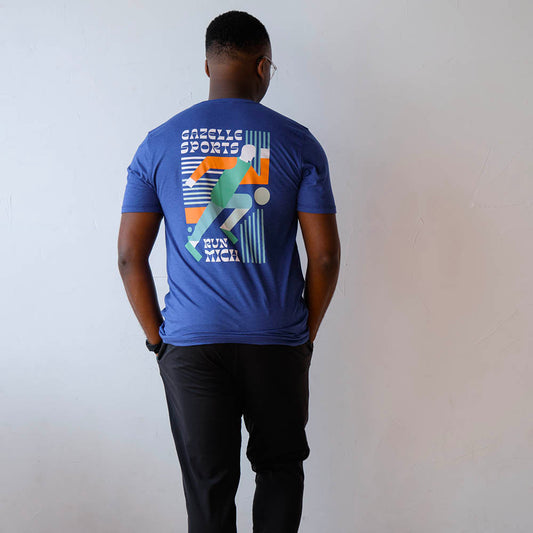 Men's Runner Performance Tech Short Sleeve - Surf the Web/White Foldover Woven Square Patch w/ Black Gazelle