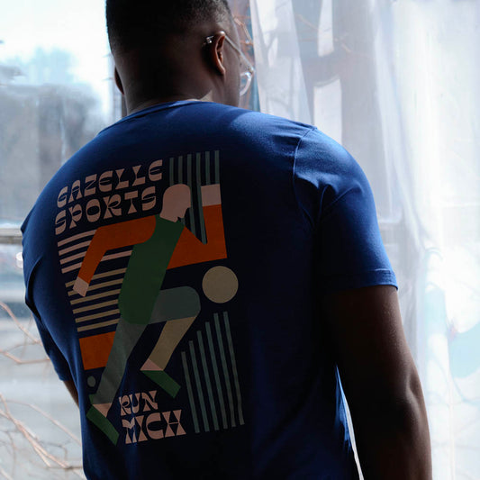 Men's Runner Performance Tech Short Sleeve - Surf the Web/White Foldover Woven Square Patch w/ Black Gazelle
