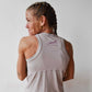 Women's Floral Mile by Mile Performance Tech High Neck Tank - Hushed Violet/White Woven Square Patch w/ Light Gray Gazelle