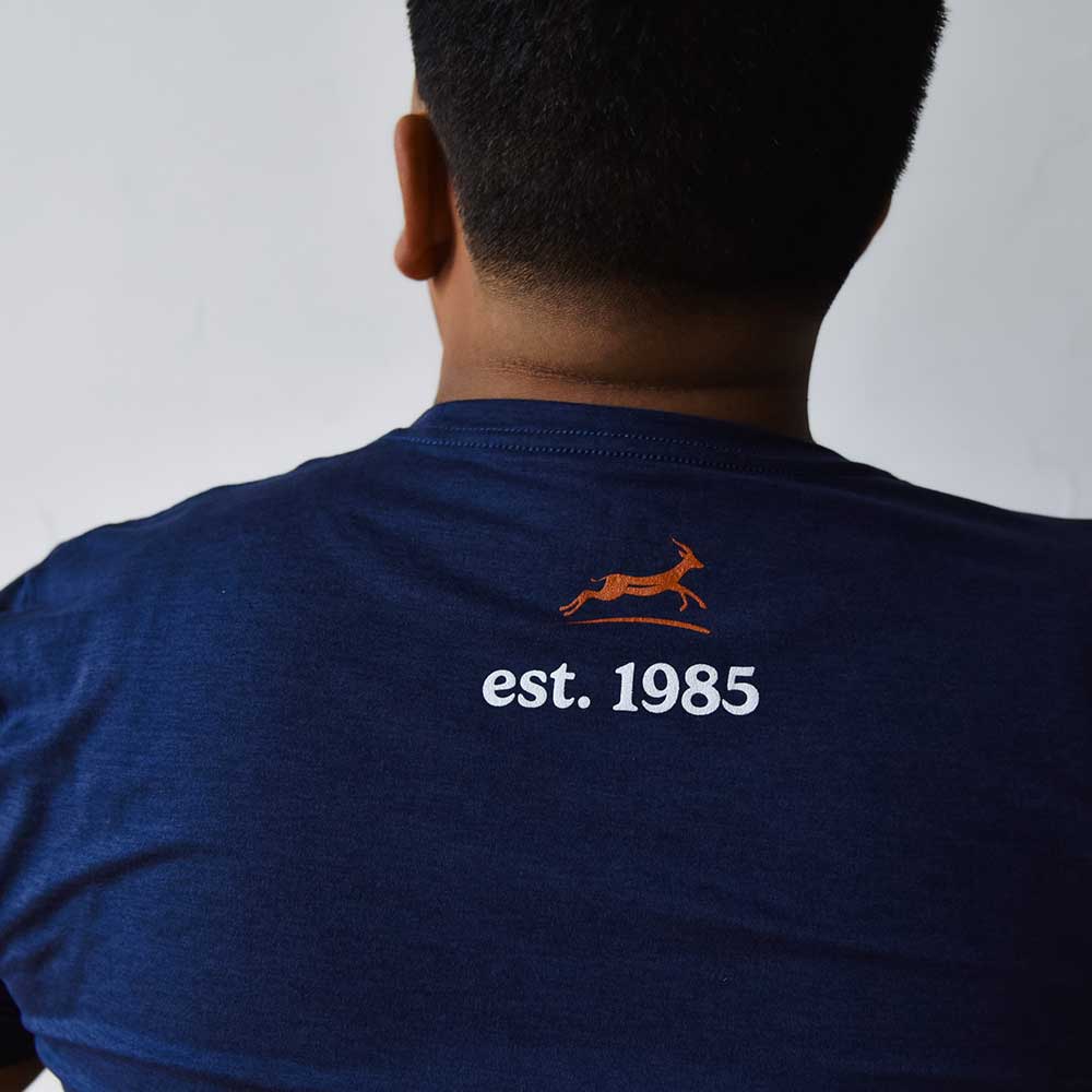 Men's Running Shoes Est 1985 Performance Tech Short Sleeve - Naval Academy/White Woven Square Patch w/ Black Gazelle