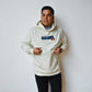 Run Mich Wave Box Poly-Cotton Hoodie - Natural/White Foldover Woven Square Patch w/ Light Gray Gazelle