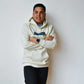 Run Mich Wave Box Poly-Cotton Hoodie - Natural/White Foldover Woven Square Patch w/ Light Gray Gazelle