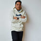 Run Mich Wave Box Poly-Cotton Hoodie - Natural/White Foldover Woven Square Patch w/ Light Gray Gazelle