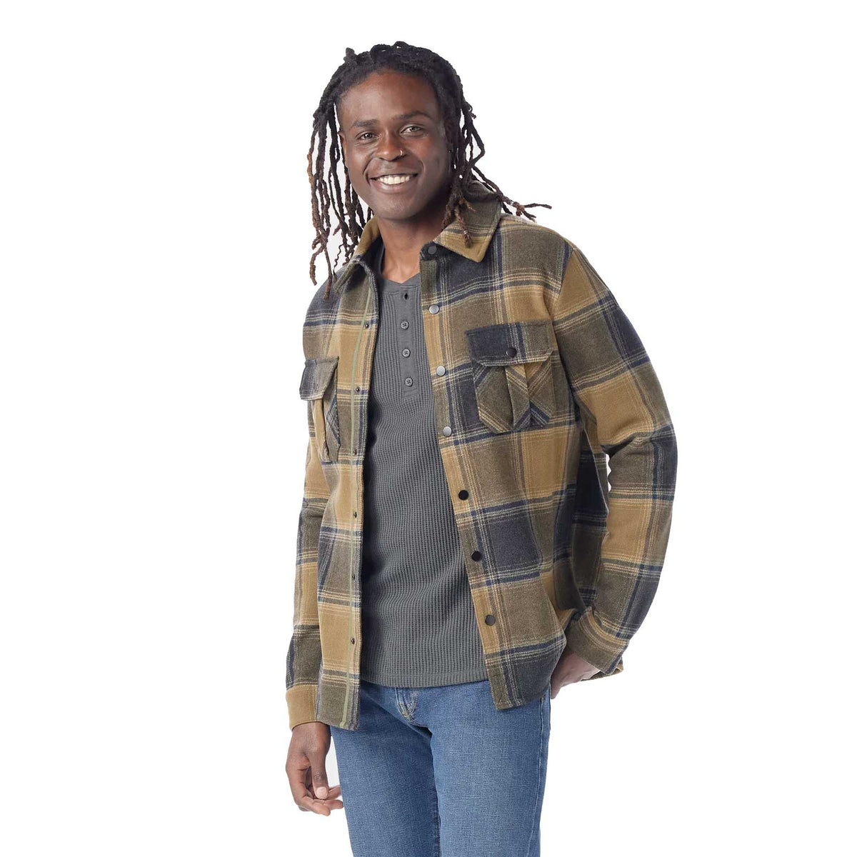 Men's Anchor Line Shirt Jacket - Nightfall Blue Plaid
