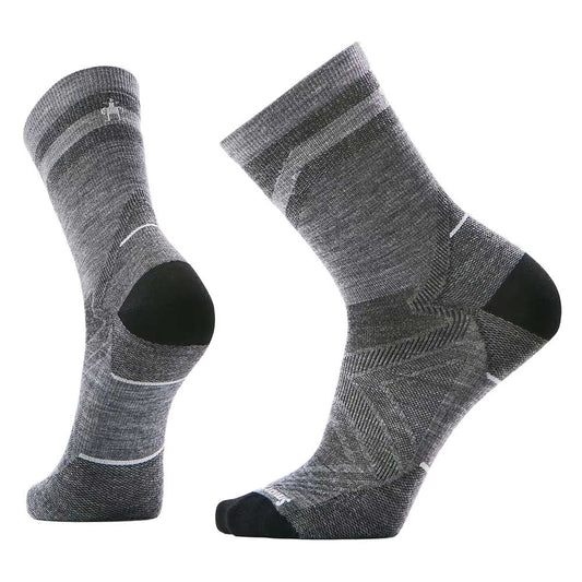 Men's Run Zero Cushion Mid Crew Pattern Sock - Light Gray