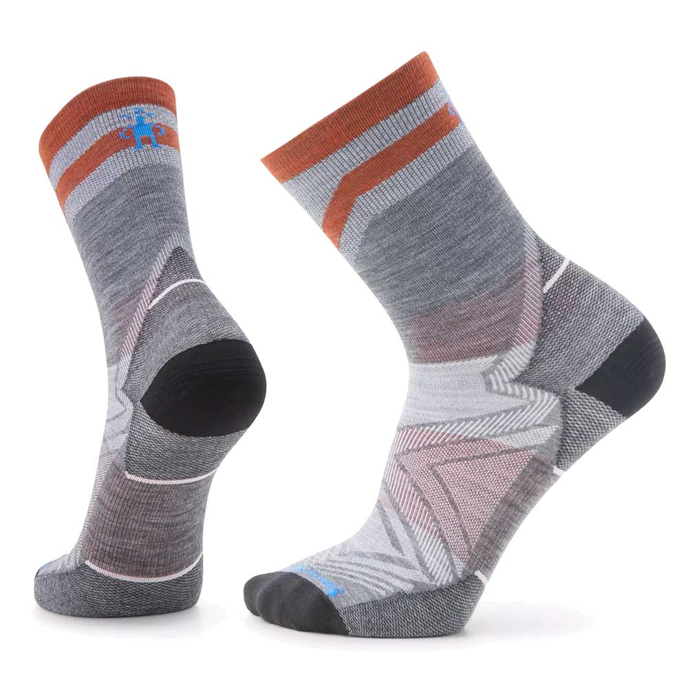 Men's Run Zero Cushion Mid Crew Pattern Sock - Medium Gray