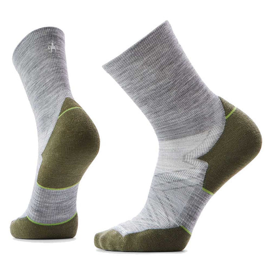 Men's Run Targeted Cushion Mid Crew Sock - Light Gray