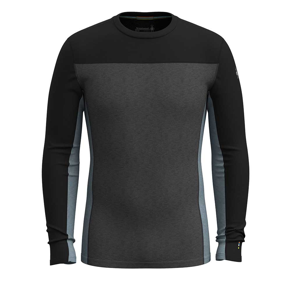 Men's Classic Thermal Merino Base Layer Colorblock Crew - Charcoal Heather/Black