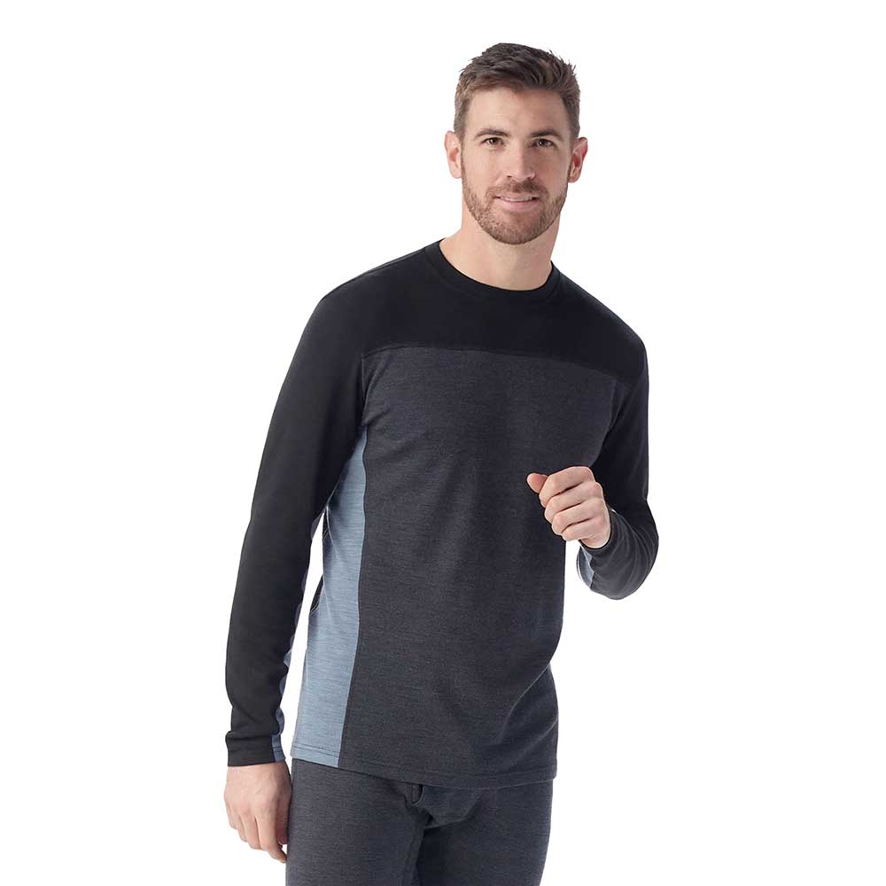 Men's Classic Thermal Merino Base Layer Colorblock Crew - Charcoal Heather/Black