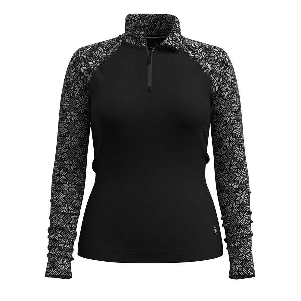 Women's Classic Thermal Merino Base Layer 1/4 Zip - Black Digi Snow