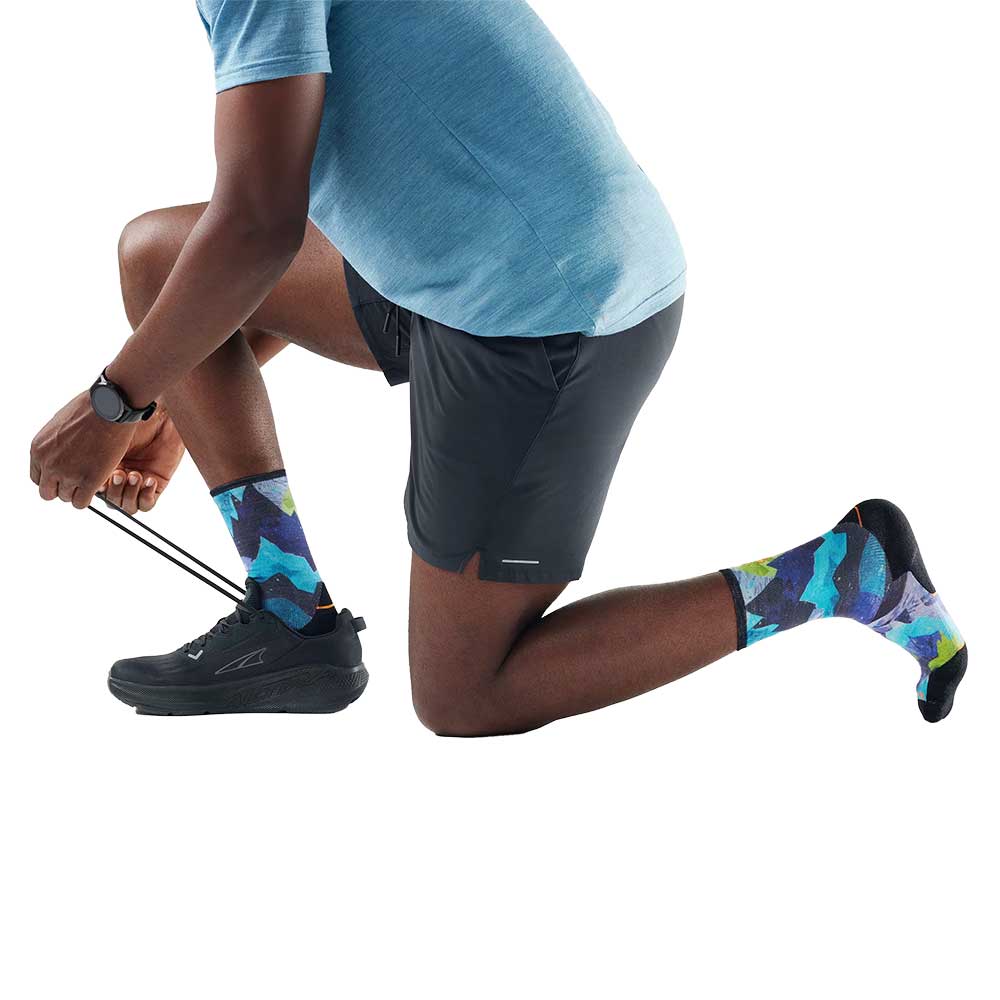 Men's Trail Run Targeted Cushion Summit Sector Print Crew - Nightfall Blue