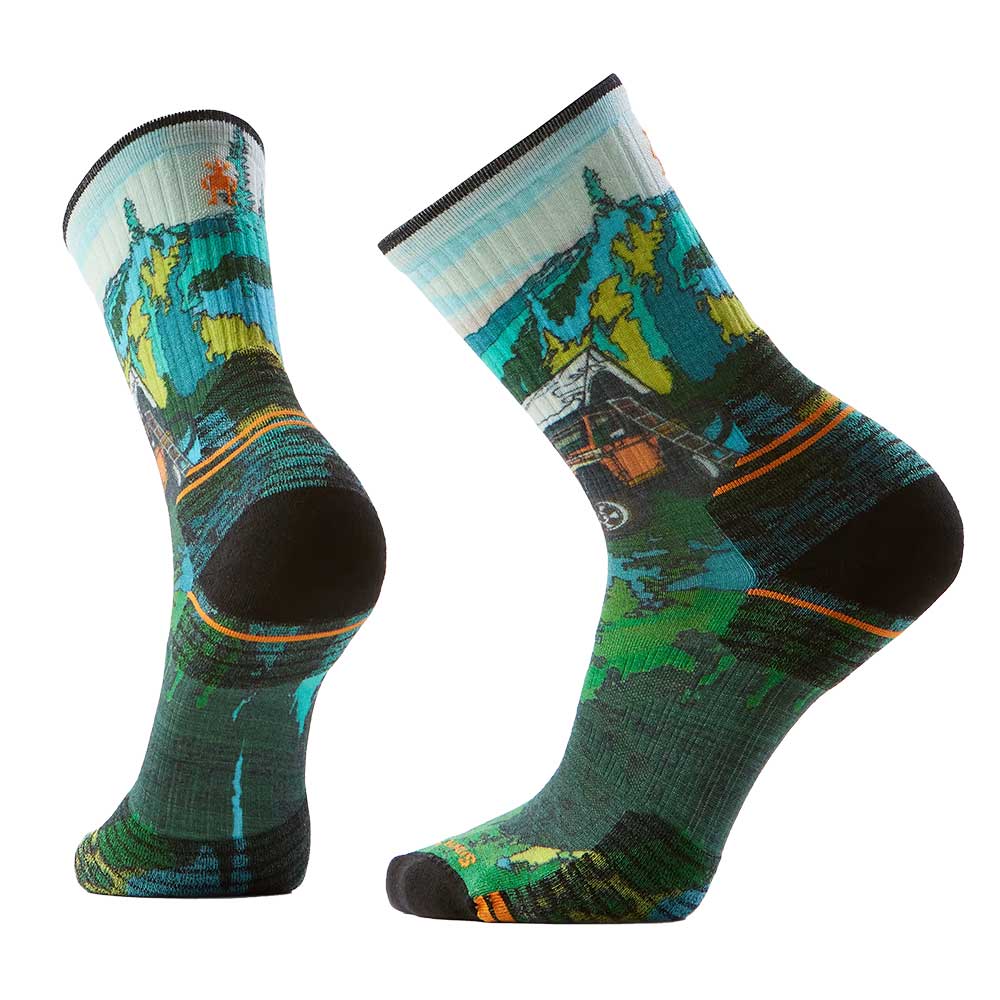 Men's Hike Targeted Cushion Trail Trekker Print Crew - Winter Moss