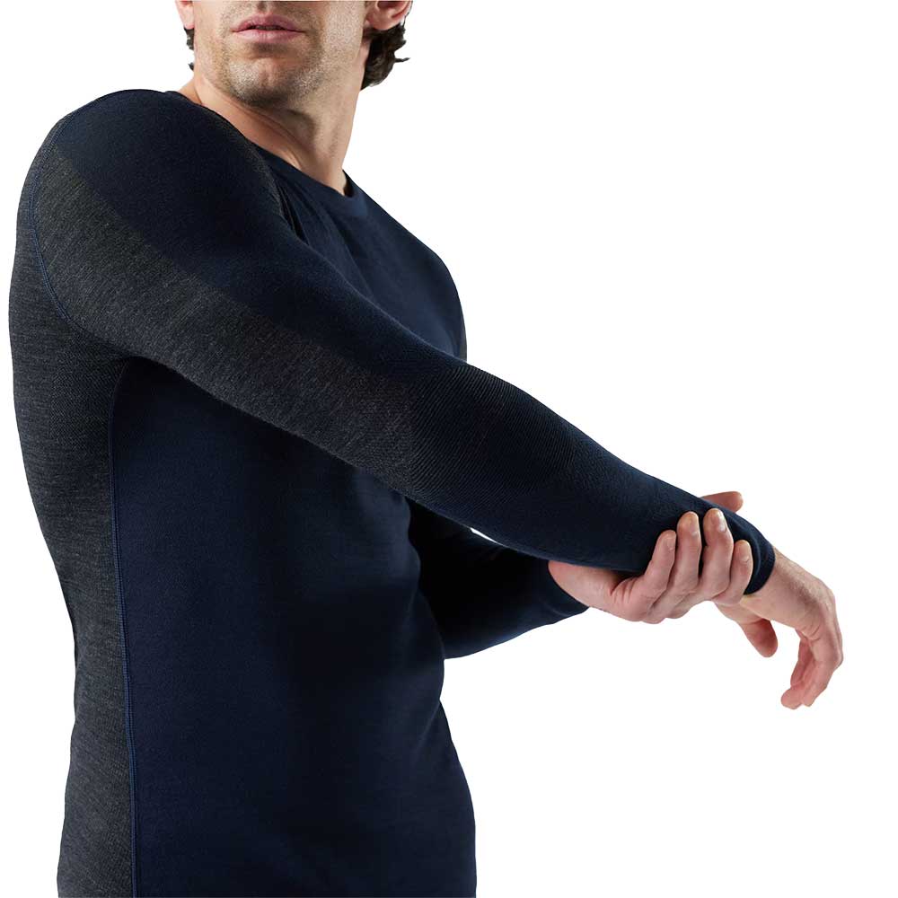 M Intraknit Thermal Merino Base Layer Colorblock Crew - Deep Navy/Charcoal