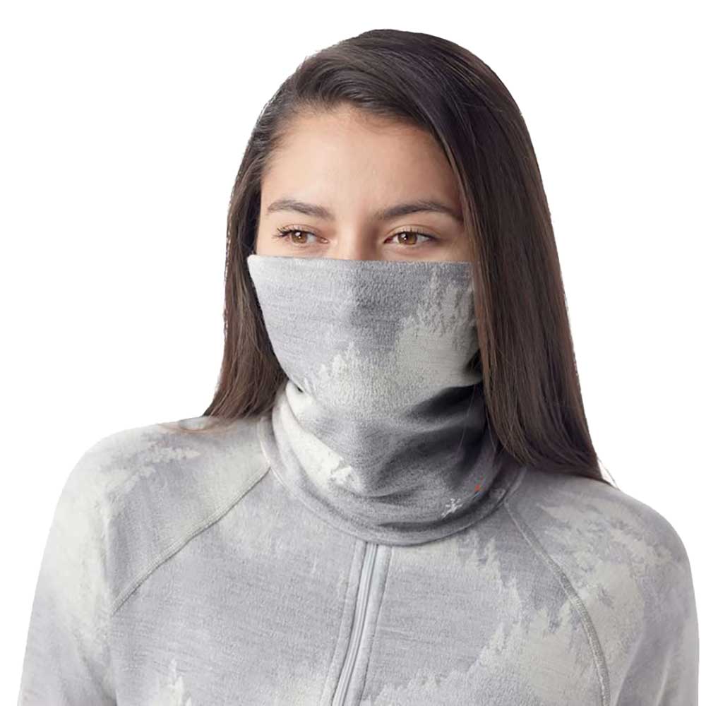 Thermal Merino Reversible Neck Gaiter - Light Gray Foggy Pines