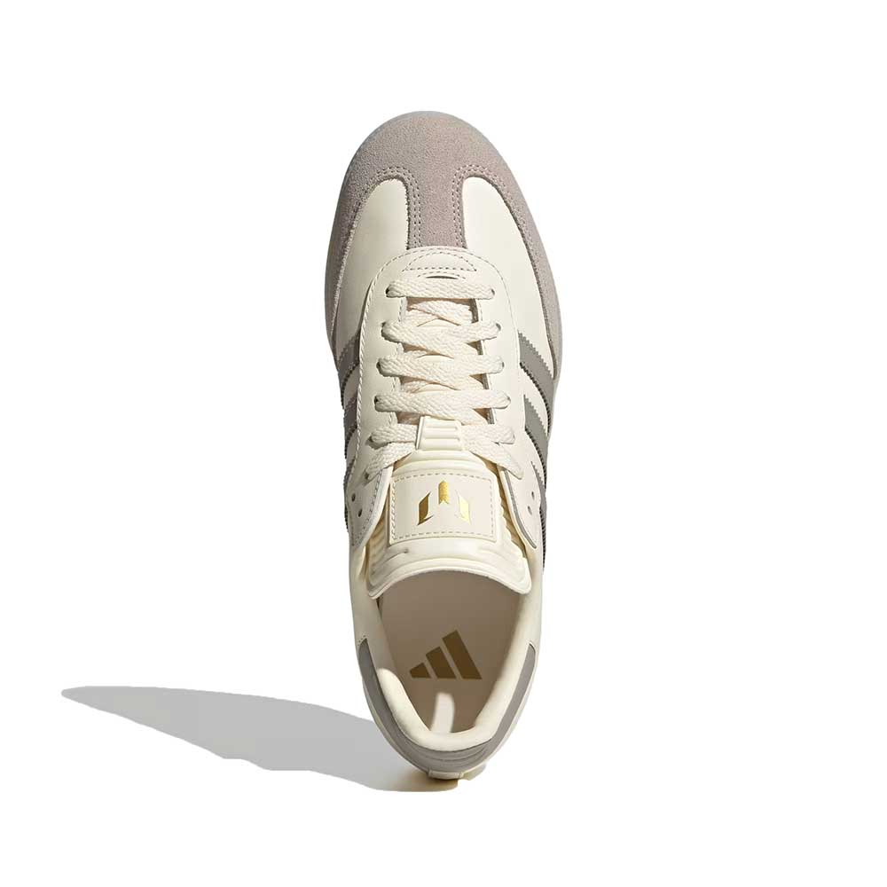 Men's Samba Messi Indoor Soccer Shoe - Cream White/Light Brown/Gold Met - Regular (D)