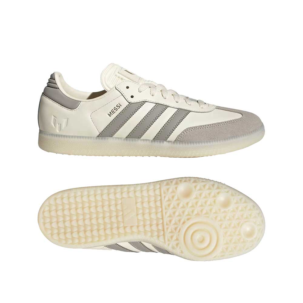 Men's Samba Messi Indoor Soccer Shoe - Cream White/Light Brown/Gold Met - Regular (D)