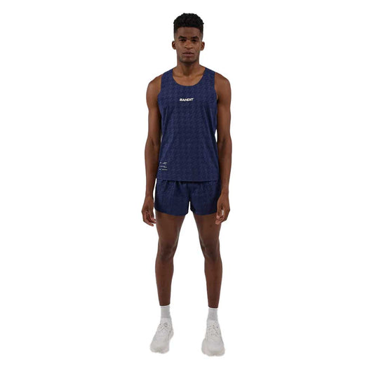 Men's Vento Training Singlet Embossed Houndstooth - NY Navy/Vintage Blue