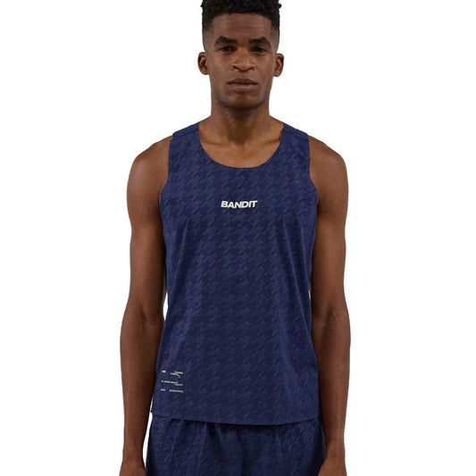 Men's Vento Training Singlet Embossed Houndstooth - NY Navy/Vintage Blue