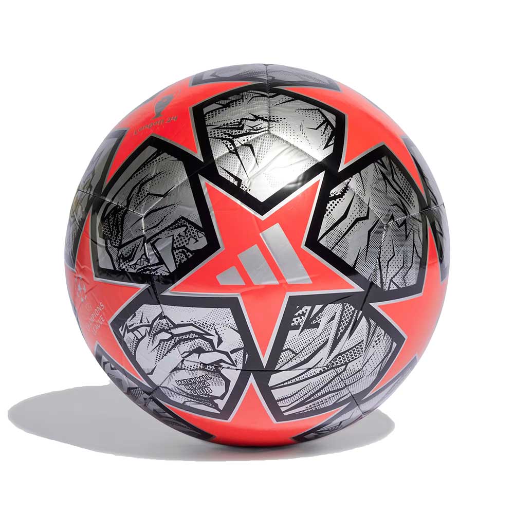 UCL Club Soccer Ball - Silver Metallic / Solar Red / Black