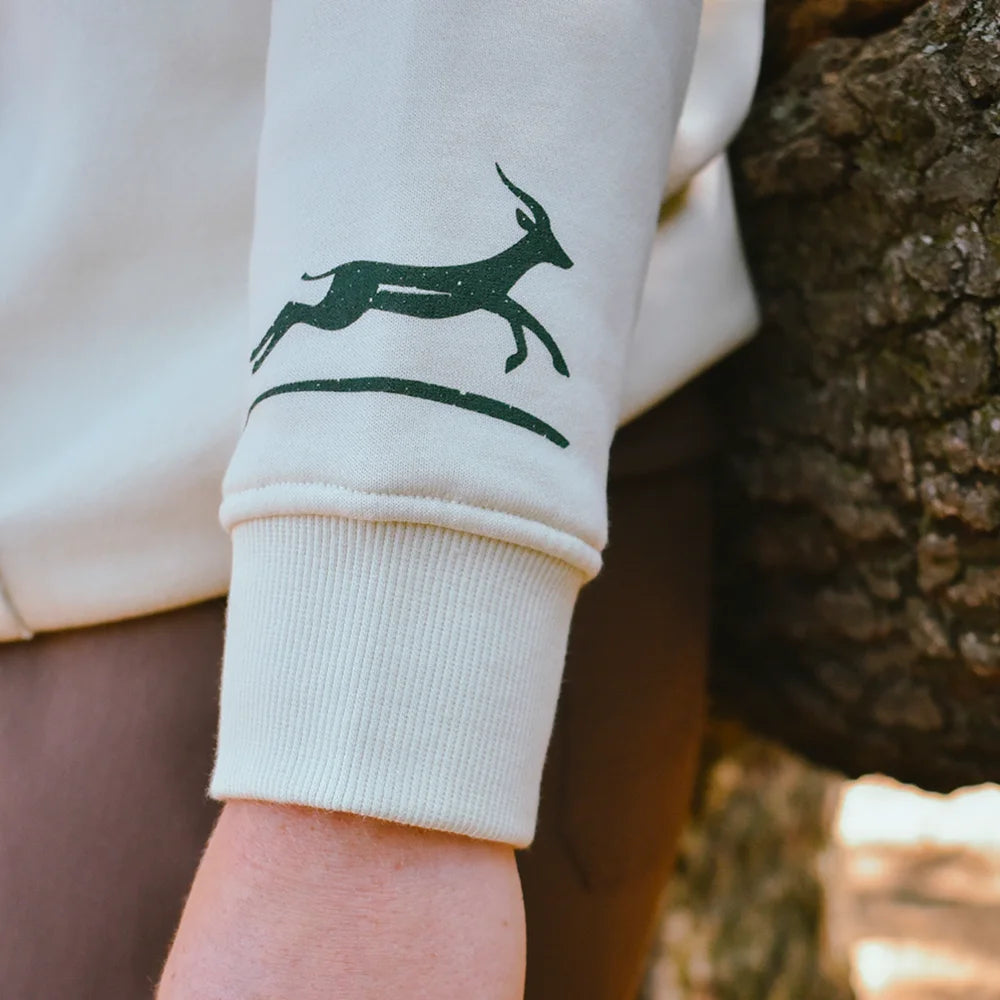 Gazelle Sports Retro Runners Poly-Cotton Hoodie - Natural/White Foldover Woven Square Patch w/ Light Gray Gazelle