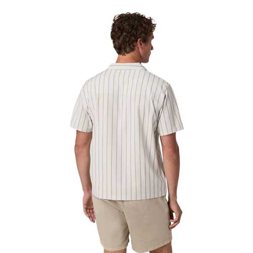 Men's Short Sleeve Bridge Button Down - Salt Marina Stripe