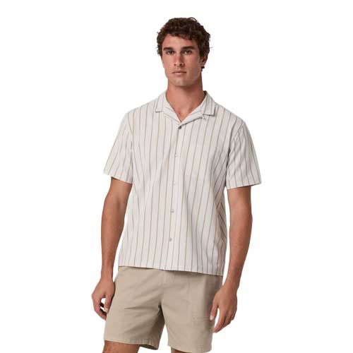 Men's Short Sleeve Bridge Button Down - Salt Marina Stripe