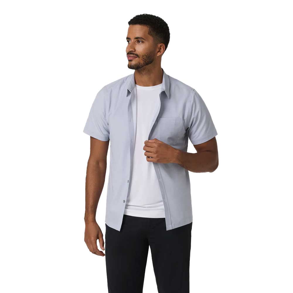 Men's Short Sleeve Bridge Button Down - Atmosphere Mini Stripe