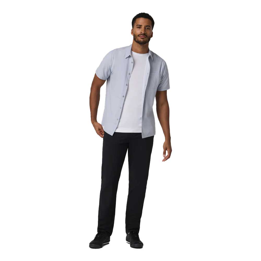 Men's Short Sleeve Bridge Button Down - Atmosphere Mini Stripe