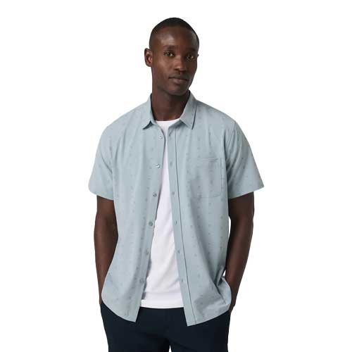 Men's Short Sleeve Bridge Button Down - Raindrop Stone