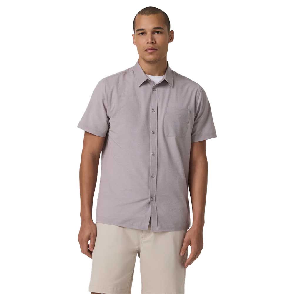 Men's Short Sleeve Bridge Button Down - Sable Mini Stripe