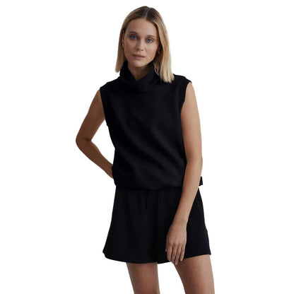 Women's Leigh High Neck Tank - Black