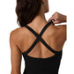 Women's Halo Cross Back Tank - Solid Black