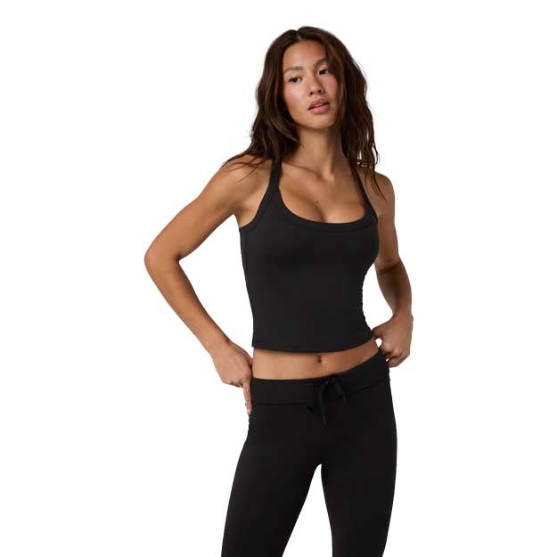 Women's Halo Cross Back Tank - Solid Black