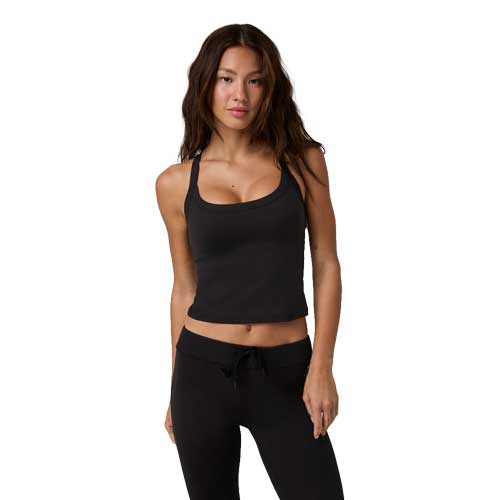 Women's Halo Cross Back Tank - Solid Black
