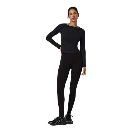 Women's Long Sleeve Pose Subtle Scoop - Solid Black
