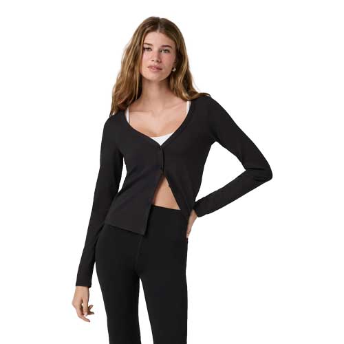 Women's Long Sleeve Halo V-Neck Cardigan - Solid Black