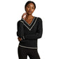 Women's Varsity Cable Knit Sweater - Pure Black