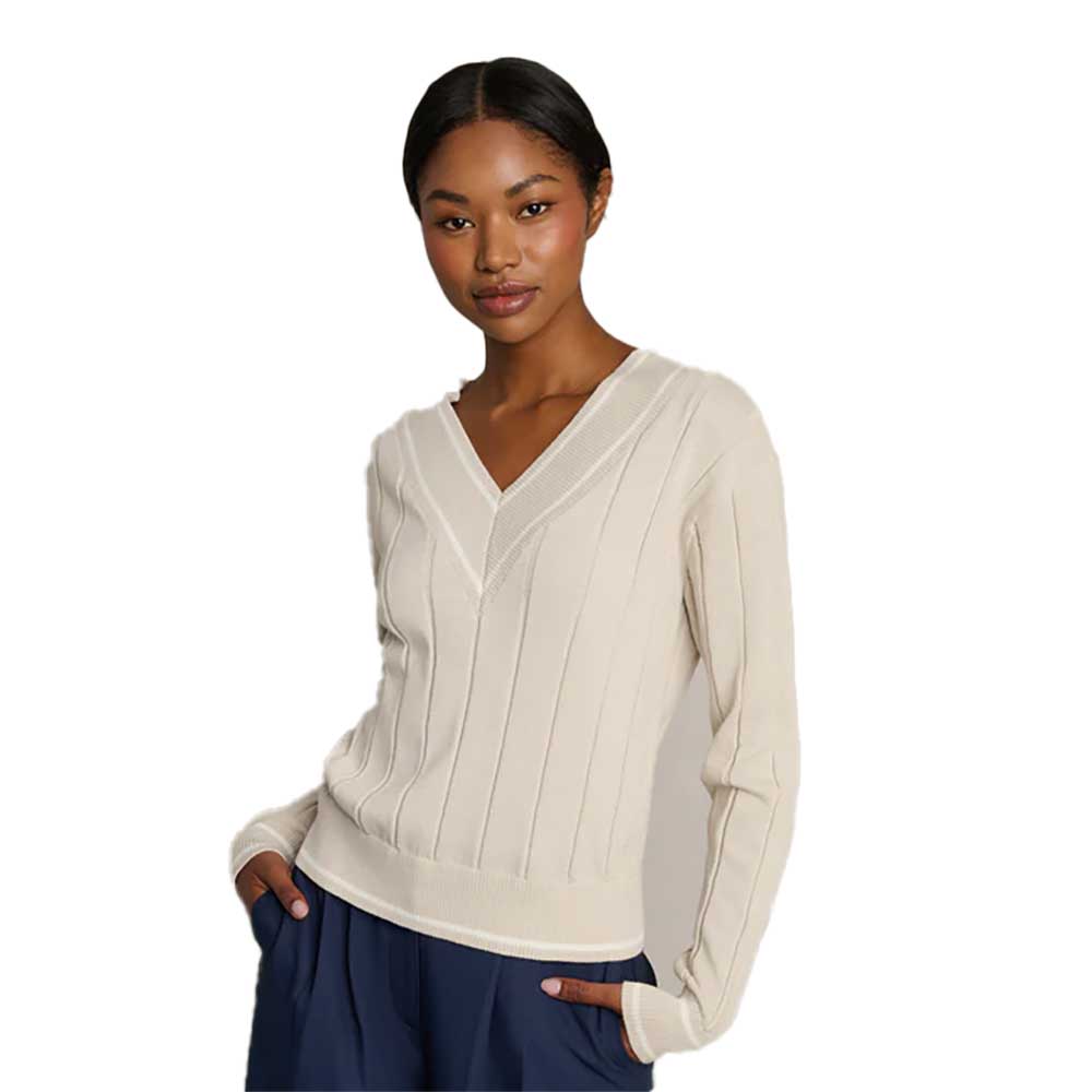 Women's Varsity Cable Knit Sweater - Sand