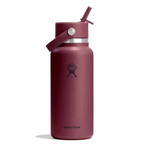 32 oz Wide Mouth with Flex Straw Cap - Burgundy
