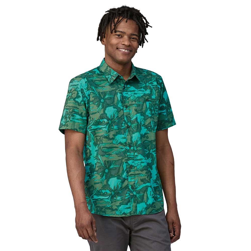 Men's Go To Shirt - Cliffs and Waves: Conifer Green