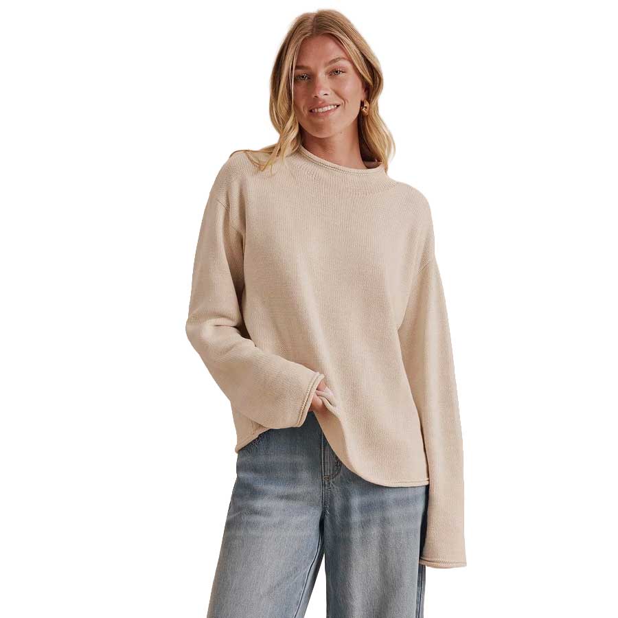 Women's Elsie Roll Neck Sweater - Wheat Heather