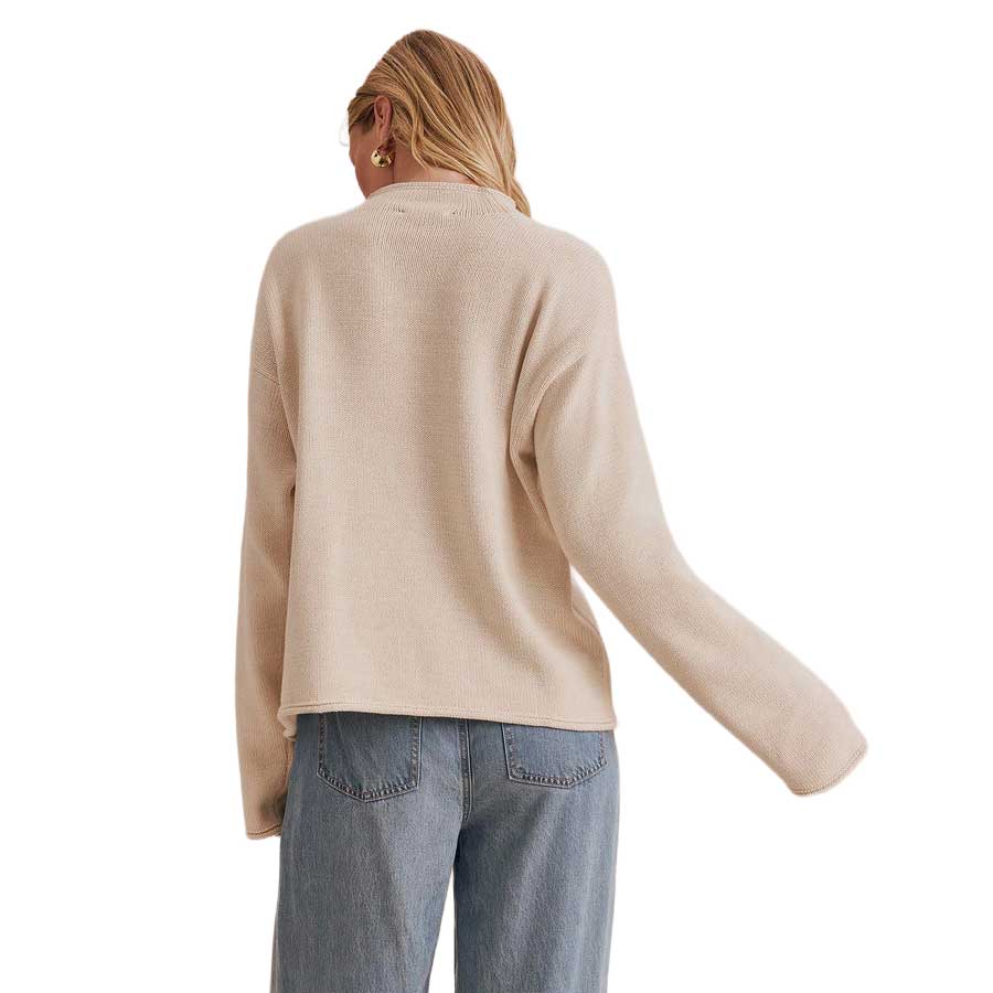 Women's Elsie Roll Neck Sweater - Wheat Heather