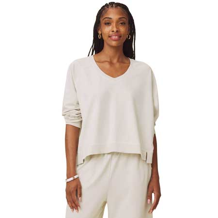 Women's Palmer Terry V Neck Sweatshirt - Pale Oak