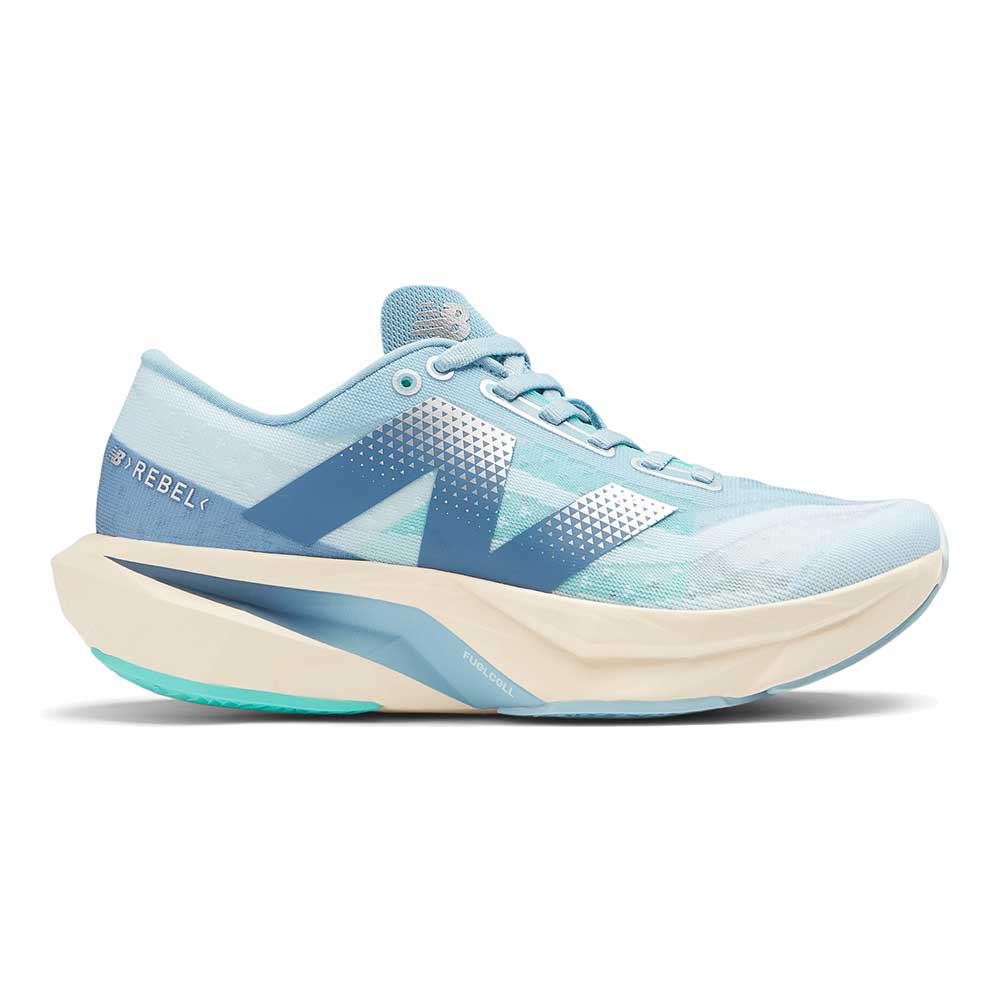 Women's FuelCell Rebel v4 Running Shoe - Quarry Blue/Chrome Blue - Wide (D)