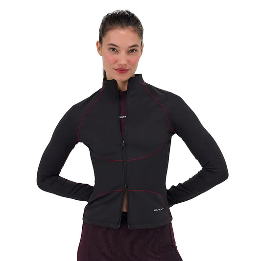 Women's Stamina Raglan Fitted Zip Front Jacket  - Black/Fig